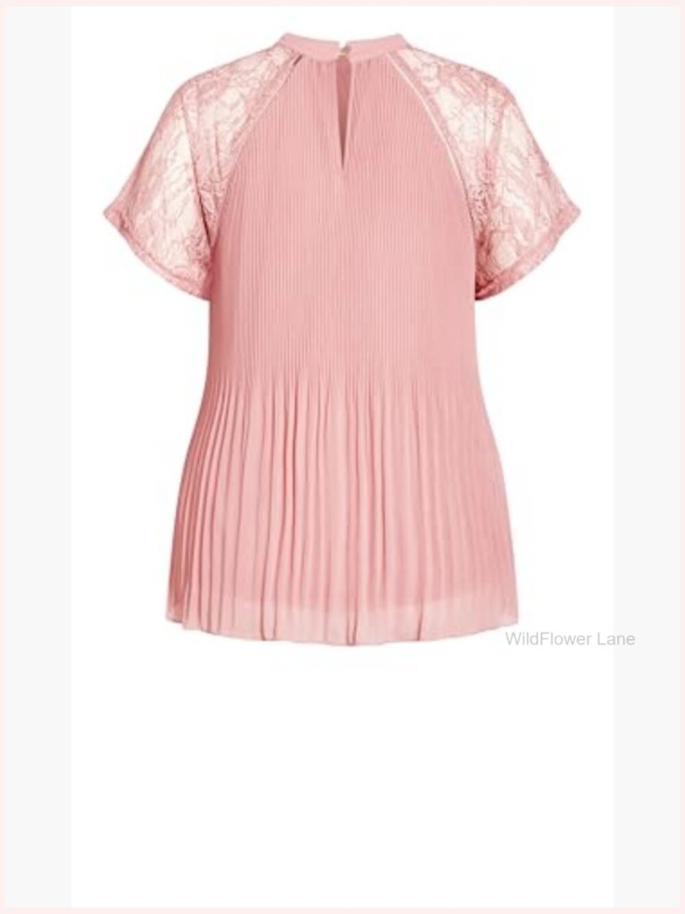 Plus Size Lace Trim Short Sleeve Blouse Pullover Top - Picture 6 of 6